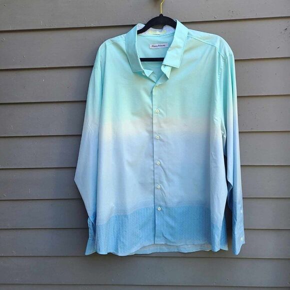 Tommy Bahama Blue Ombre Cotton Silk Button Down Shirt XL NWOT! - Picture 1 of 9